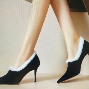 Chic Black Heels with White Trim